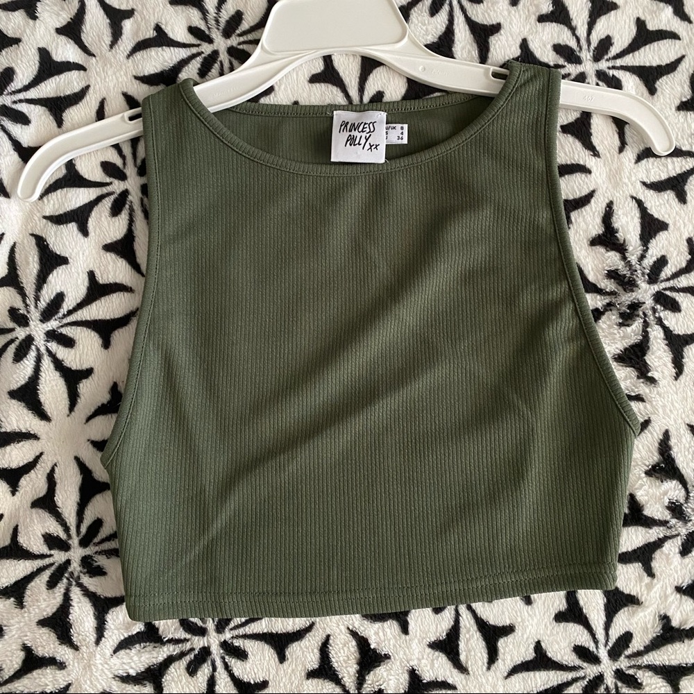 Princess Polly crop top in olive green